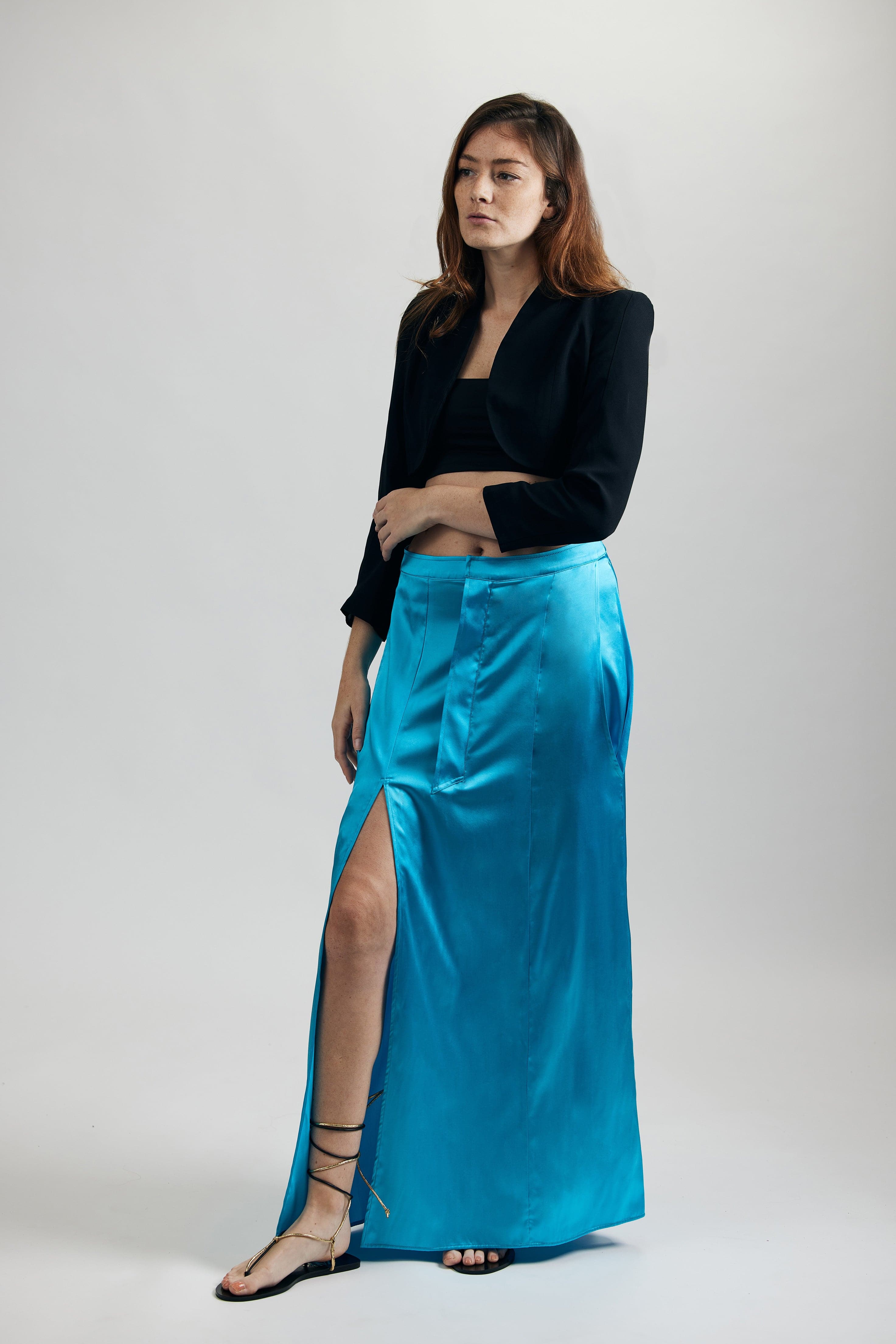 Silk Skater Skirt Acqua Raphaelle S.O.A