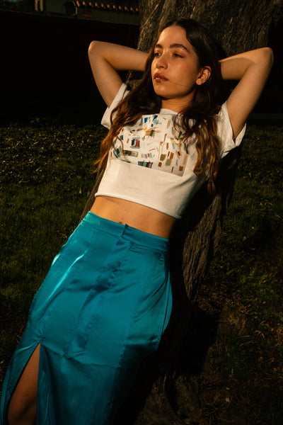 Silk Skater Skirt - Acqua
