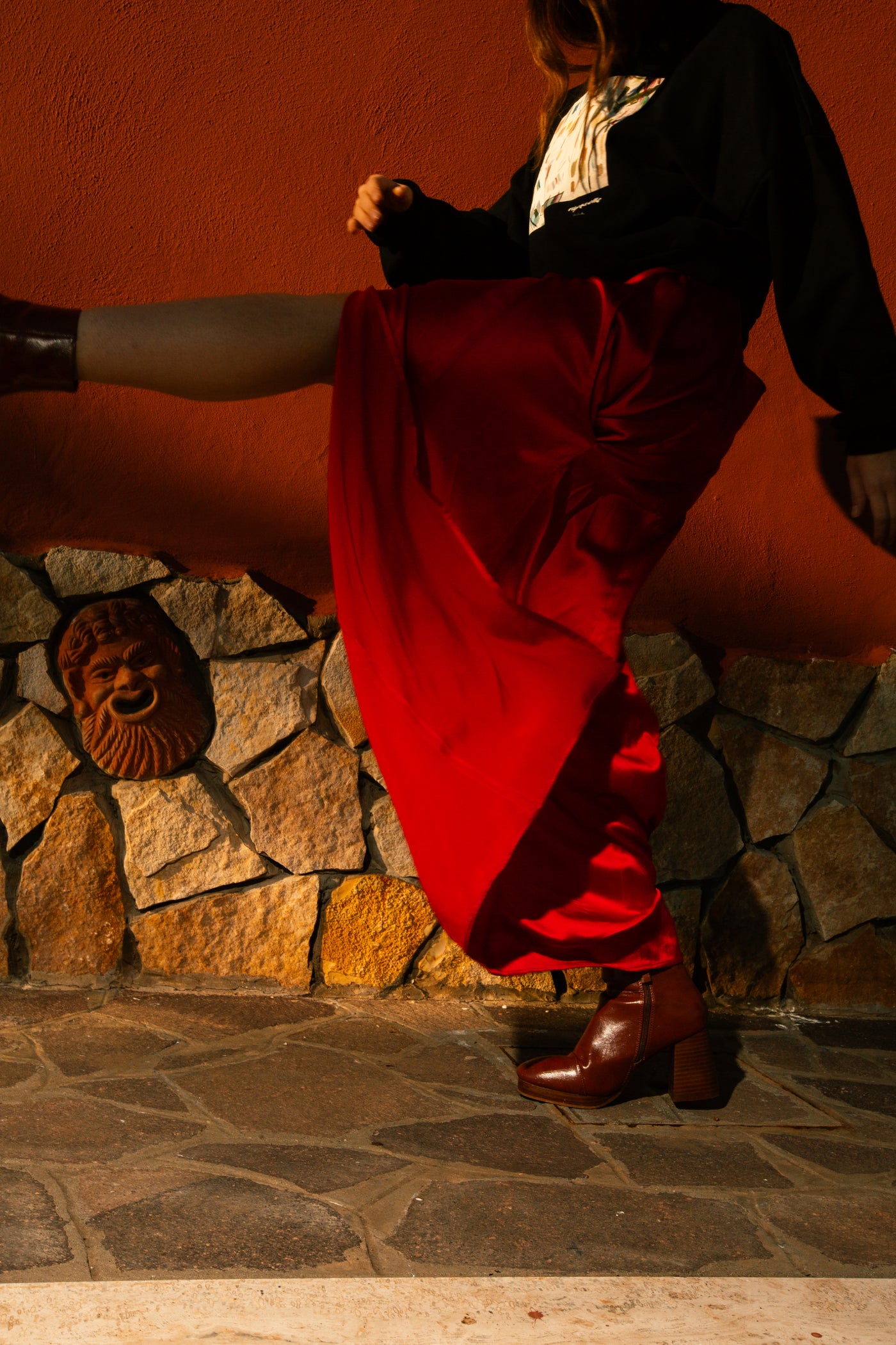 Silk Skater Skirt - Red