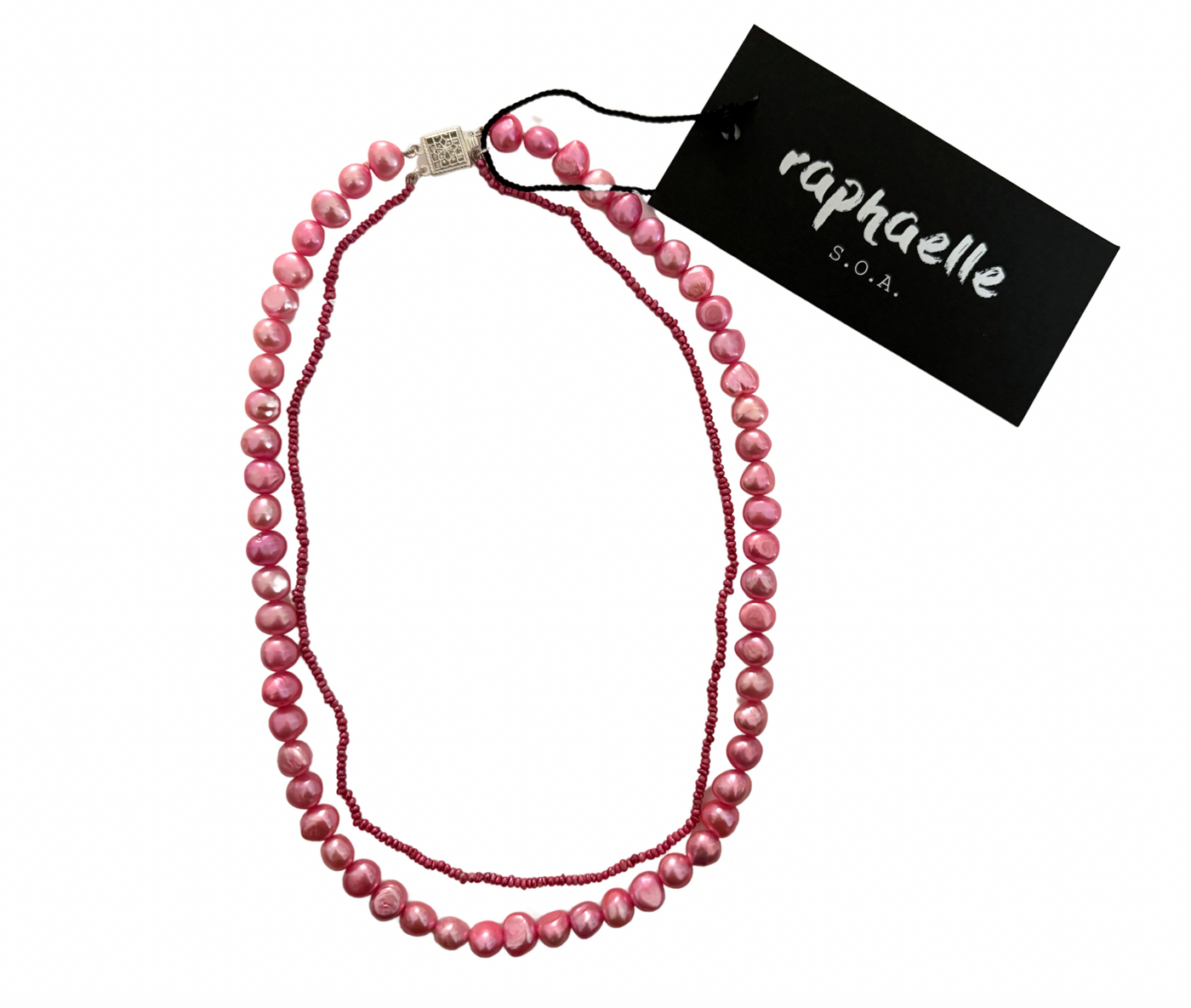 Raspberry Cream Double Pearl Necklace