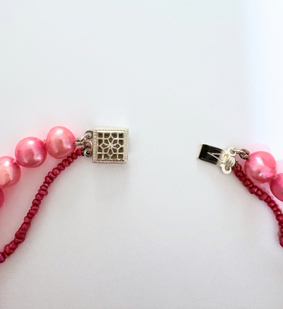 Raspberry Cream Double Pearl Necklace